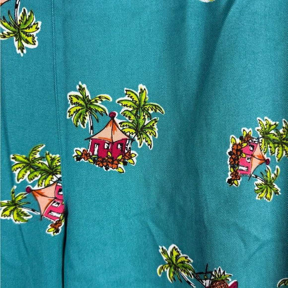 Vintage‎ Breckenridge Cropped Pants Teal Beach Palm Trees Fruit Tropical Summer - Picture 6 of 7